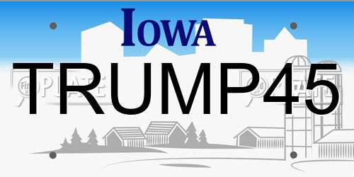 TRUMP45 Iowa License Plate