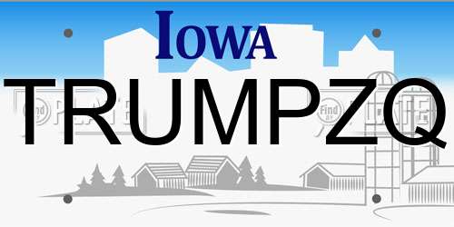 TRUMPZQ Iowa License Plate