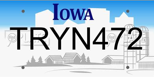 TRYN472 Iowa License Plate