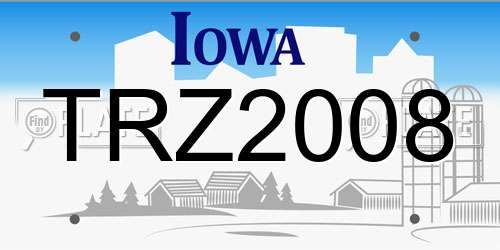 TRZ2008 Iowa License Plate