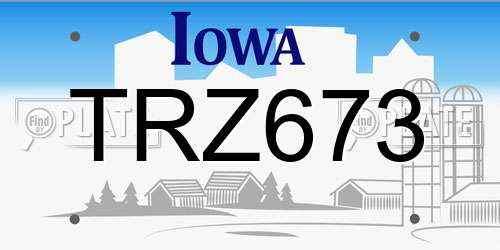 TRZ673 Iowa License Plate