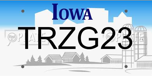 TRZG23 Iowa License Plate