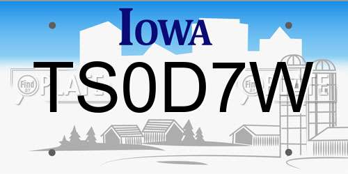 TS0D7W Iowa License Plate
