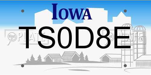 TS0D8E Iowa License Plate
