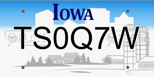 TS0Q7W Iowa License Plate