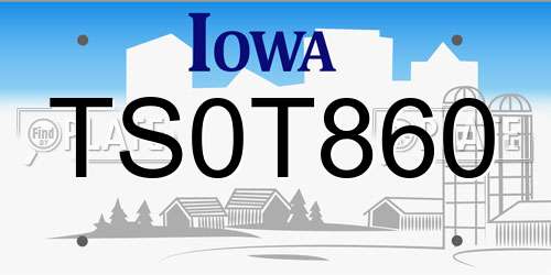 TS0T860 Iowa License Plate