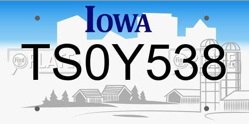 TS0Y538 Iowa License Plate
