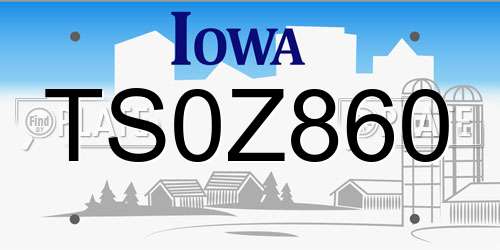TS0Z860 Iowa License Plate