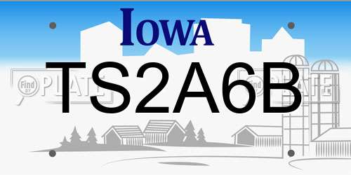 TS2A6B Iowa License Plate