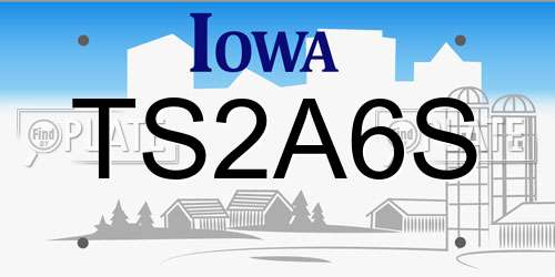 TS2A6S Iowa License Plate