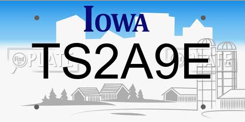 TS2A9E Iowa License Plate