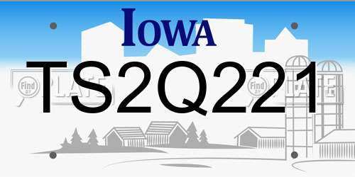 TS2Q221 Iowa License Plate