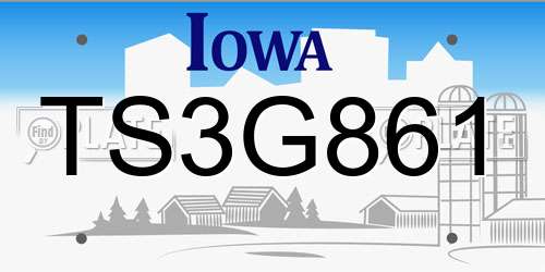 TS3G861 Iowa License Plate