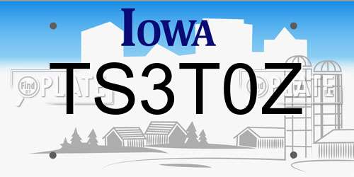 TS3T0Z Iowa License Plate