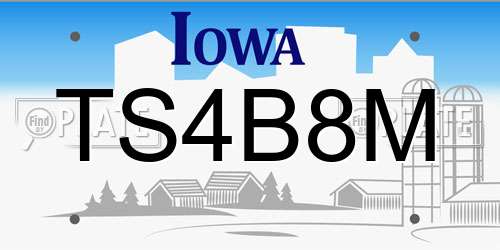TS4B8M Iowa License Plate
