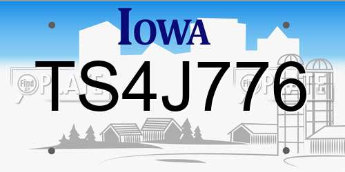 TS4J776 Iowa License Plate