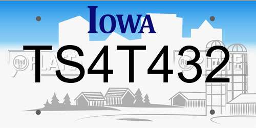TS4T432 Iowa License Plate