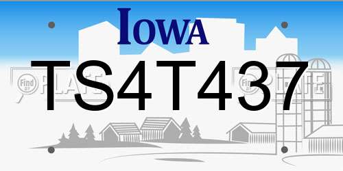 TS4T437 Iowa License Plate