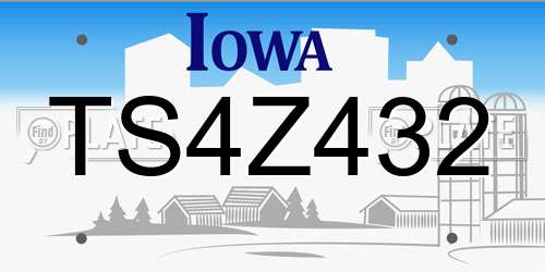 TS4Z432 Iowa License Plate