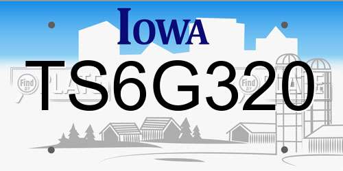TS6G320 Iowa License Plate