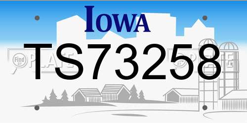 TS73258 Iowa License Plate