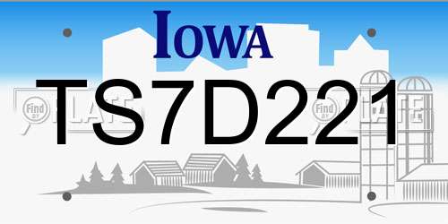 TS7D221 Iowa License Plate