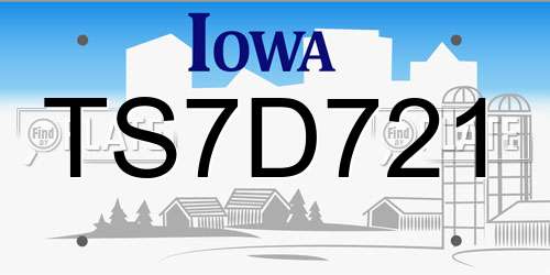 TS7D721 Iowa License Plate