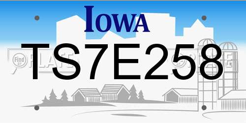 TS7E258 Iowa License Plate