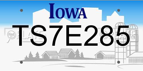 TS7E285 Iowa License Plate