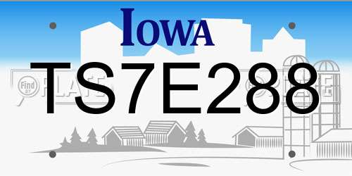 TS7E288 Iowa License Plate