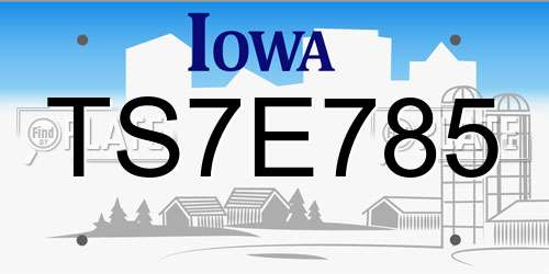 TS7E785 Iowa License Plate