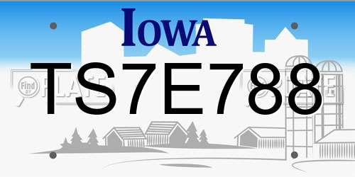 TS7E788 Iowa License Plate