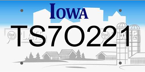TS7O221 Iowa License Plate