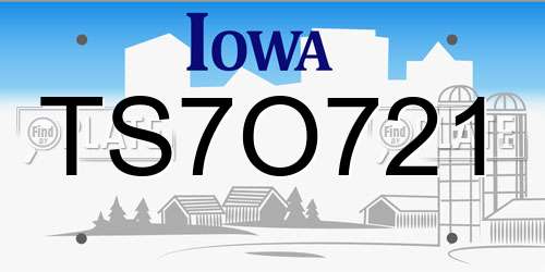 TS7O721 Iowa License Plate