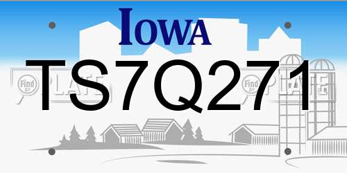 TS7Q271 Iowa License Plate
