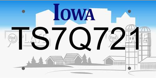 TS7Q721 Iowa License Plate