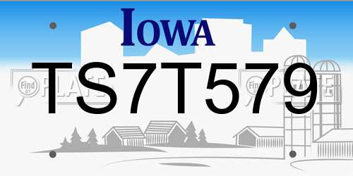 TS7T579 Iowa License Plate
