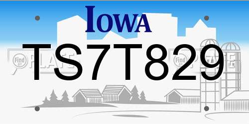 TS7T829 Iowa License Plate