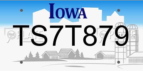 TS7T879 Iowa License Plate
