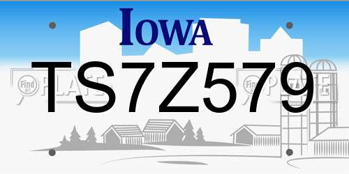 TS7Z579 Iowa License Plate