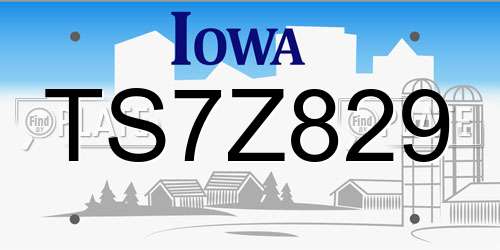 TS7Z829 Iowa License Plate