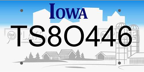 TS8O446 Iowa License Plate