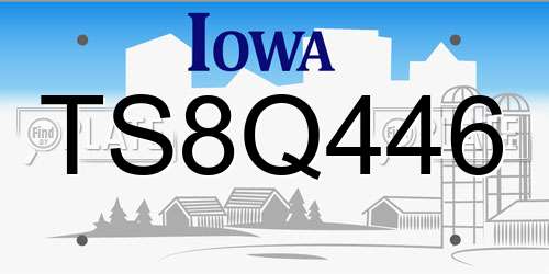 TS8Q446 Iowa License Plate