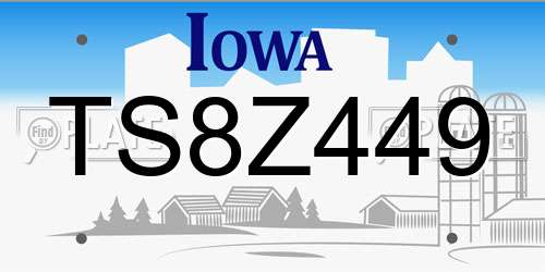 TS8Z449 Iowa License Plate