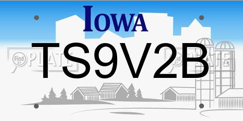 TS9V2B Iowa License Plate