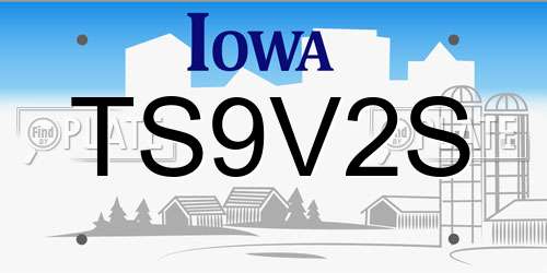 TS9V2S Iowa License Plate