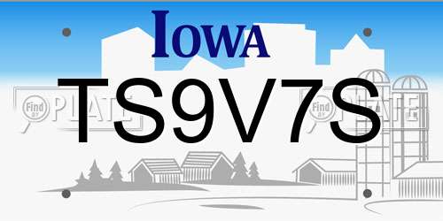 TS9V7S Iowa License Plate