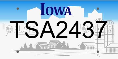 TSA2437 Iowa License Plate