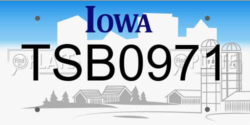 TSB0971 Iowa License Plate