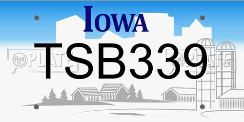TSB339 Iowa License Plate